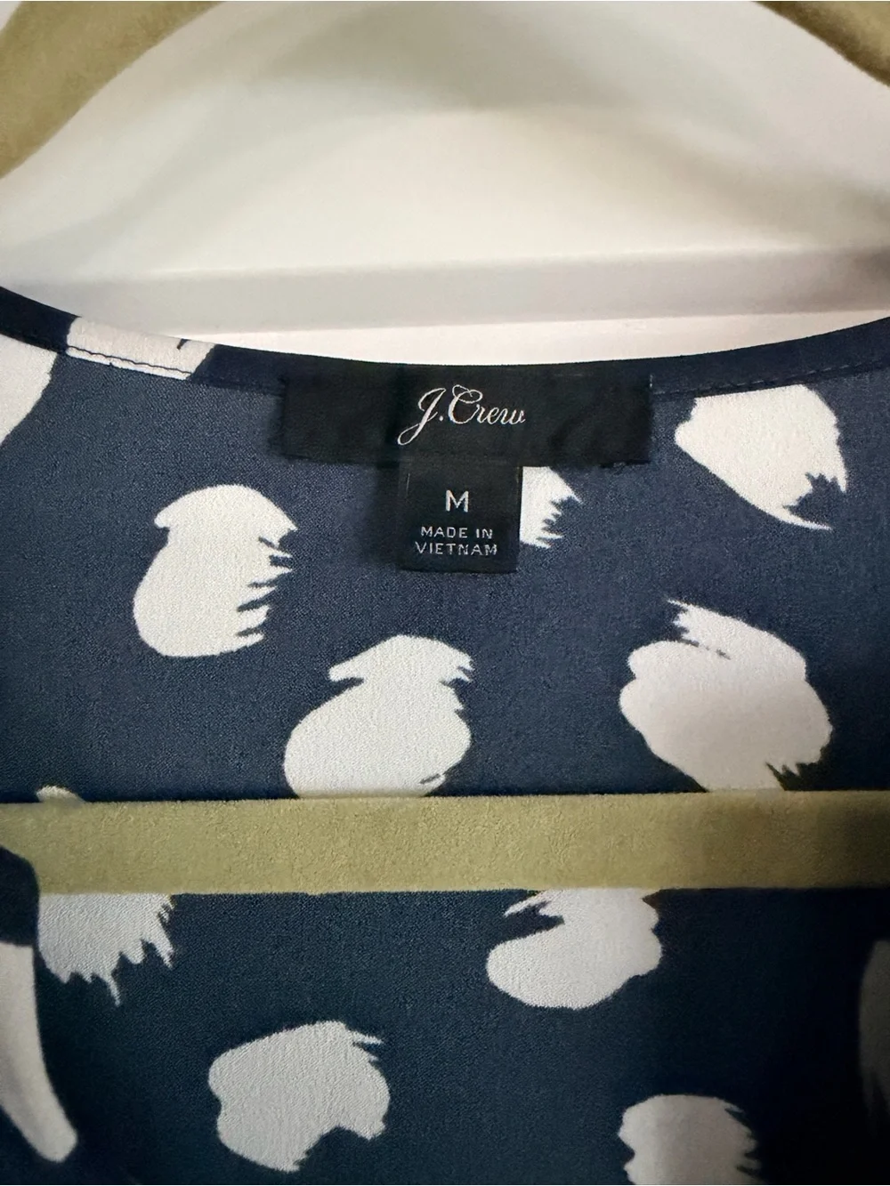 J Crew Ruffle V-Neck Navy Polka Dot Blouse - size medium